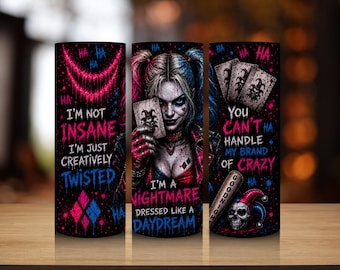 Harley Quinn | Tumbler Wrap Design | Digital Download | Printable 20oz Tumbler Sublimation