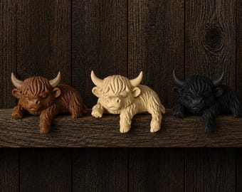 3D Printed Highland Cow Monitor Buddies – Desk Accessories | Office decor