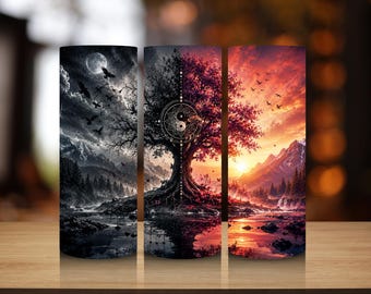 Yin and Yang Tree | Tumbler Wrap Design | Digital Download | Printable 20oz Tumbler Sublimation