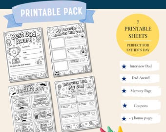 All About Dad Printable Pack | Interview, Award, Coupons (Digital Download)