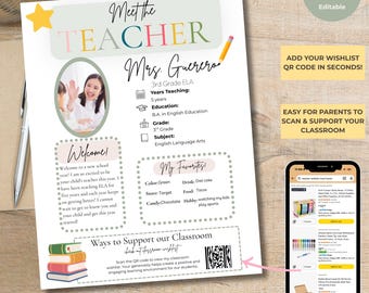 Editable Meet the Teacher Template, Canva Back to School Flyer (Digital Download)