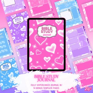Digital Bible Study Journal Soft Airbrushed Hearts Design Hyperlinked Journal (Pink, Purple, or Blue)