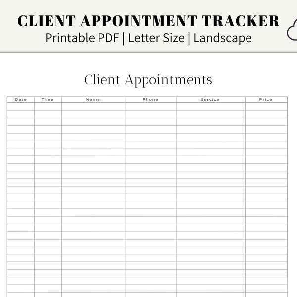 Client Appointment List | Client Appointment Book | Client Appointments | Client Appointment Tracker | Tutoring Appointment Tracker