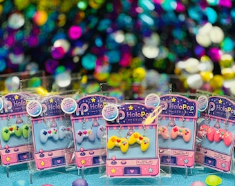 Handmade Gaming Controller Dangle Earrings | Cute Gamer Earrings | Pastel Video Game Controller Jewellery | Gamer Gift | HoloPop Studio