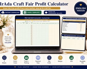 Craft Fair Profit Calculator for Handmade Sellers, Excel Event Tracker