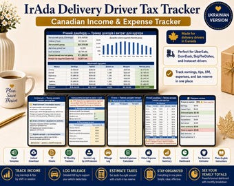 Delivery Driver Tax Tracker Canada | Ukrainian Version | Excel | Uber DoorDash SkipTheDishes | GST HST Mileage CRA | Instant Download