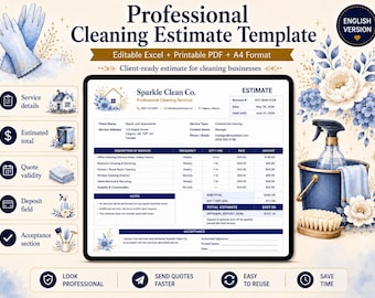 Cleaning Business Estimate Template Canada | Excel | Editable Quote | GST HST Auto Calculate | A4 Printable PDF | Instant Download