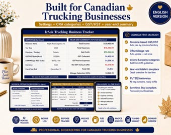 Canadian Trucking Business Tracker | Excel | GST HST Mileage CRA | Instant Download