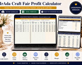 Craft Fair Profit Calculator in Ukrainian, Excel Event Tracker for Handmade Sellers