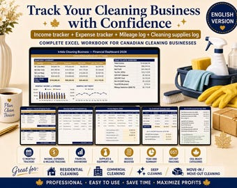 Cleaning Business Tracker Canada | Ukrainian Version | Excel | Cleaning Service Tracker | For Ukrainian Cleaners | Invoice Register | Mileag