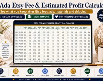 Etsy Fee and Profit Calculator Excel Template for Handmade Sellers in Canada