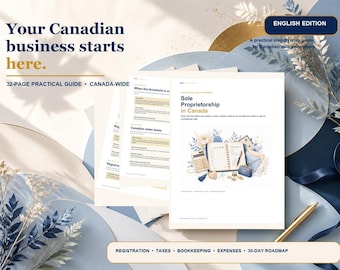Canada Sole Proprietorship Guide | Self-Employed Business, GST/HST, Taxes & Bookkeeping | English PDF