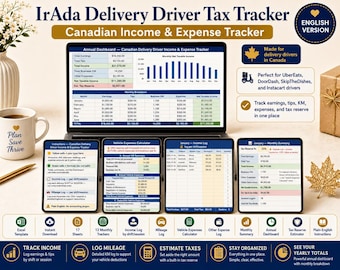 Canadian Delivery Driver Tax Tracker | UberEats SkipTheDishes DoorDash | Income Mileage Tips | Excel Template | CRA Ready | T4A