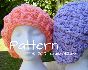 Ribbed Slouchy Beret PATTERN, Crochet, Quick and Easy, INSTANT DOWNLOAD