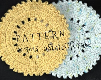 Dishcloth PATTERN #2, Washcloth, Coaster, Doily, Hotpad, Crochet, INSTANT DOWNLOAD