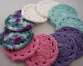 10 Facial Scrubbies, Colors as Shown, 100% Cotton, Cleansing Pad, Makeup Remover, Coaster