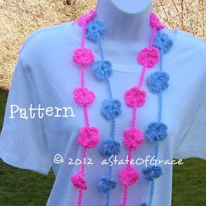 Flower Lariat Scarf PATTERN # 1, Spring, Crochet, Bunting, Garland, INSTANT DOWNLOAD