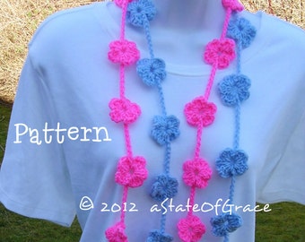 Flower Lariat Scarf PATTERN # 1, Spring, Crochet, Bunting, Garland, INSTANT DOWNLOAD