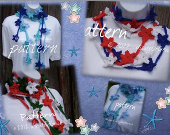 Star Lariat Scarf PATTERN, Crochet, Skinny Scarf, Bunting, Garland, INSTANT DOWNLOAD