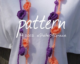 Lariat Scarf PATTERN, Roses and Bobbles, Crochet, Bunting, Garland, INSTANT DOWNLOAD