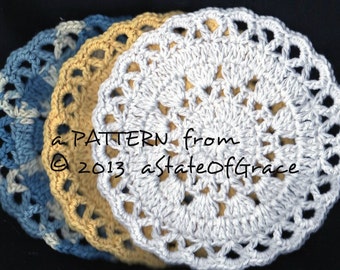 Dishcloth PATTERN # 4, Washcloth, Coaster, Doily, Hotpad, Crochet, INSTANT DOWNLOAD