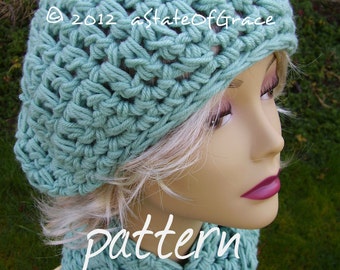 Slouchy Beret and Scarf PATTERN, Quick and Easy Crochet, Aviator Scarf,  INSTANT DOWNLOAD