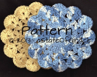 Dishcloth PATTERN # 5, Washcloth, Coaster, Doily, Hotpad, Crochet, INSTANT DOWNLOAD