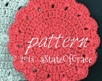 Dishcloth PATTERN # 3, Washcloth, Coaster, Doily, Hotpad, Crochet, INSTANT DOWNLOAD