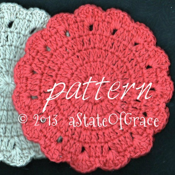 Dishcloth PATTERN # 3, Washcloth, Coaster, Doily, Hotpad, Crochet, INSTANT DOWNLOAD