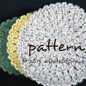 Schema per strofinaccio rotondo all'uncinetto: 4 misure (download immediato)