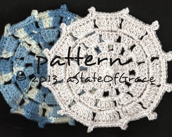 Dishcloth PATTERN # 6, Washcloth, Coaster, Doily, Hotpad, Crochet, INSTANT DOWNLOAD