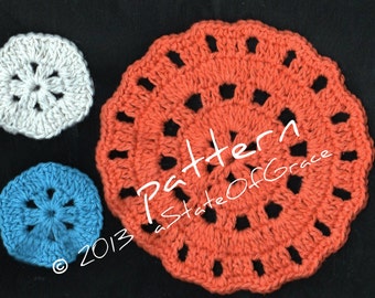 Facial Scrubbie and Washcloth Set # 2, Crochet PATTERN, Dishcloth, Doily, Coaster, INSTANT DOWNLOAD