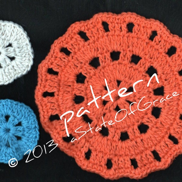 Facial Scrubbie and Washcloth Set # 2, Crochet PATTERN, Dishcloth, Doily, Coaster, INSTANT DOWNLOAD