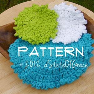Washcloth and Facial Scrubbie, Crochet PATTERN , Ruffled Edge Set #1, INSTANT DOWNLOAD