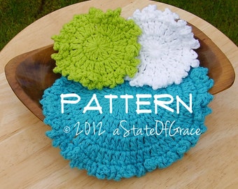 Washcloth and Facial Scrubbie, Crochet PATTERN , Ruffled Edge Set #1, INSTANT DOWNLOAD
