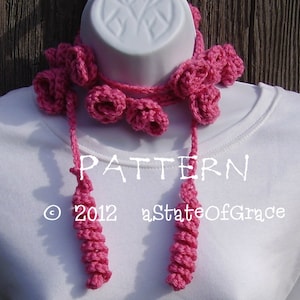 Spirals and Roses Lariat Scarf PATTERN, Crochet, Bunting, INSTANT DOWNLOAD