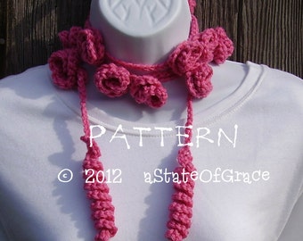 Spirals and Roses Lariat Scarf PATTERN, Crochet, Bunting, INSTANT DOWNLOAD