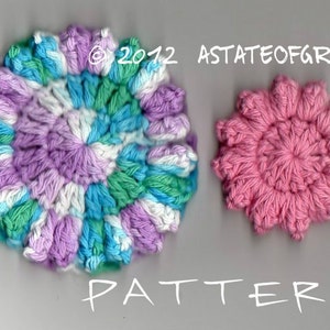 Facial Scrubbie PATTERN, 2 sizes, Crochet, Cluster Stitch Flower, INSTANT DOWNLOAD