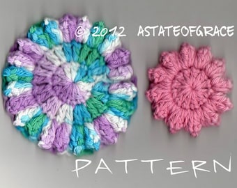 Facial Scrubbie PATTERN, 2 sizes, Crochet, Cluster Stitch Flower, INSTANT DOWNLOAD