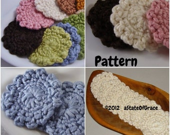 PATTERN for Organic Facial Scrubbies, Crochet, INSTANT DOWNLOAD