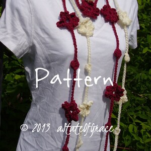 Flower Lariat Scarf PATTERN 2, Skinny Scarf, Spring Flower Scarf, Crochet, INSTANT DOWNLOAD image 3