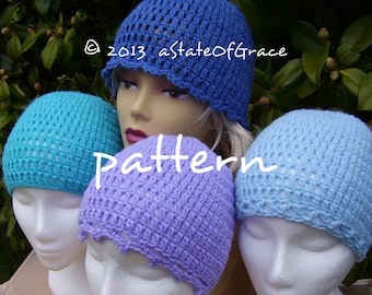 Beanie PATTERN, Adult Size, Crochet, Basic Beanie PLUS Three Optional Edge Variations, Instant Download