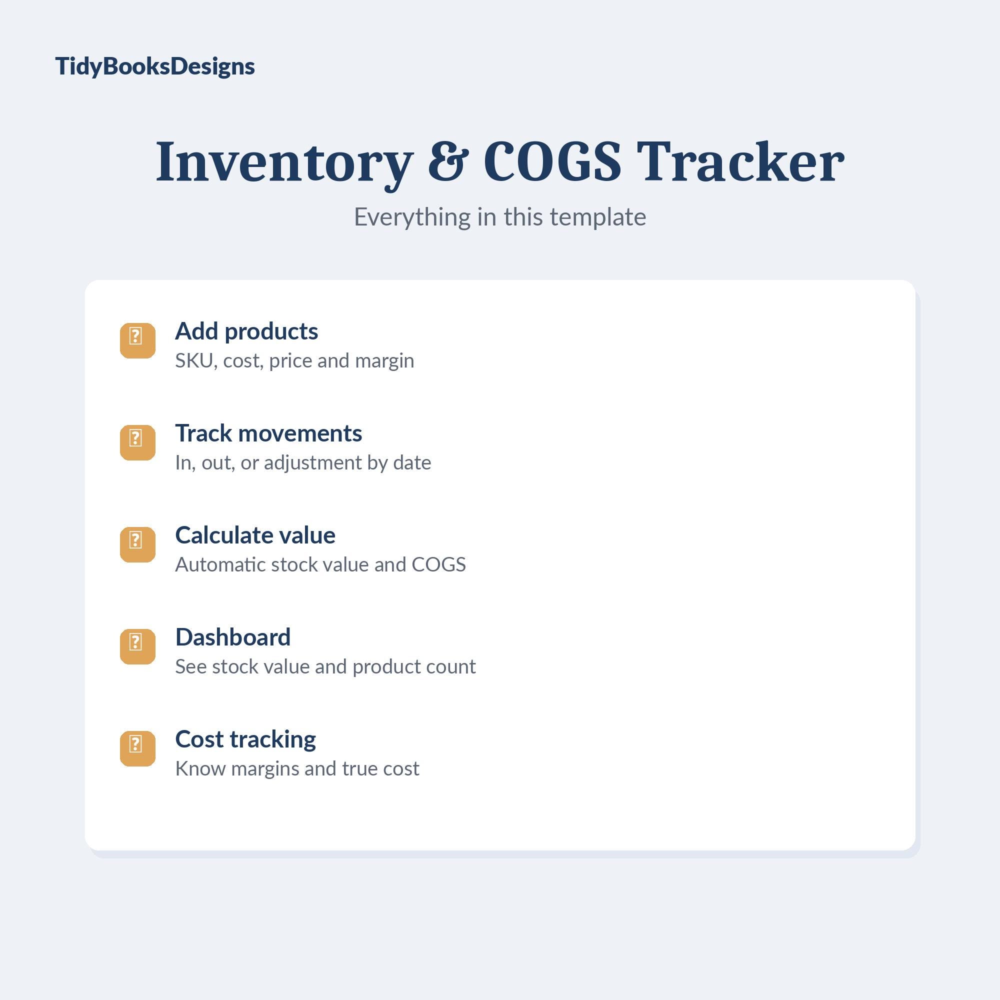Inventory Tracker Spreadsheet, COGS Template, Stock Management Excel ...