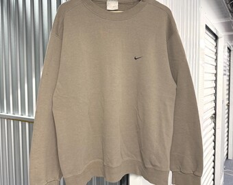 Vintage 2000s Y2K Nike Casual Cotton Light Brown Sweatshirt Size Large