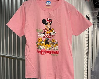 Vintage 90s Minnie Mouse Disney Cotton Pink T-Shirt Size Medium