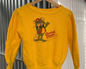 Vintage 70s Chuck E. Cheese Rare Cotton Yellow Sweater Size Small