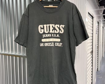 Vintage 90s Guess Jeans Cotton Green T-Shirt Size Large