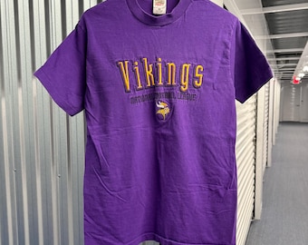 Vintage 90s Minnesota Vikings NFL Cotton Purple T-Shirt Size Medium