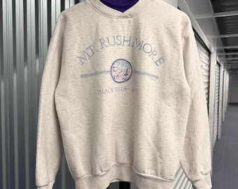 Vintage 90s Mount Rushmore Prairie Mountain Cotton Gray Sweatshirts Size Medium
