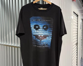 Vintage 2000s Batman Superhero Heath Ledger Cotton Black T-Shirt Size Large